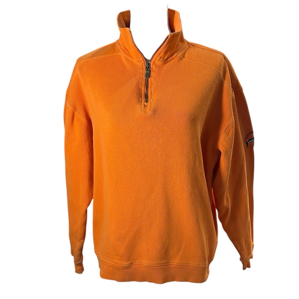 Caribbean Joe Bright Orange Quarter Zip-Up Sweatshirts